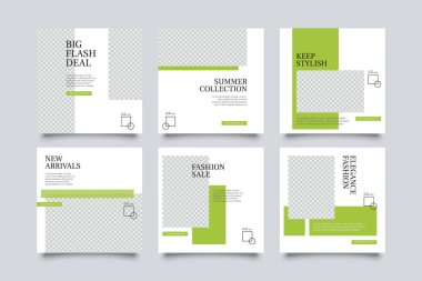 6 Moda Düzenlenebilir Kare Sancak Şablonu. Sosyal medya için modern promosyon kare web pankartı