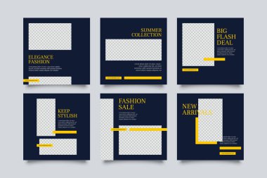 6 Moda Düzenlenebilir Kare Sancak Şablonu. Sosyal medya için modern promosyon kare web pankartı