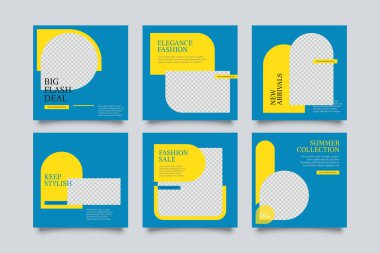 6 Moda Düzenlenebilir Kare Sancak Şablonu. Sosyal medya için modern promosyon kare web pankartı