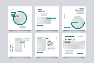 6 moda sosyal medya şablonu. Sosyal medya için modern promosyon kare web pankartı.