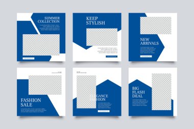 6 moda sosyal medya şablonu. Sosyal medya için modern promosyon kare web pankartı.
