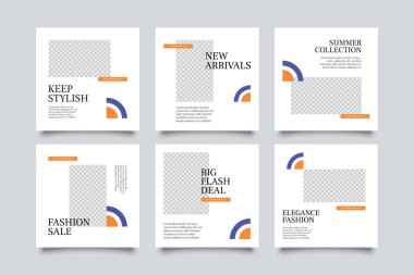 6 moda sosyal medya şablonu. Sosyal medya için modern promosyon kare web pankartı