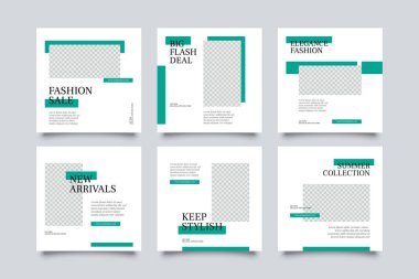 6 moda sosyal medya şablonu. Sosyal medya için modern promosyon kare web pankartı