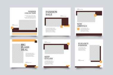 6 moda sosyal medya şablonu. Sosyal medya için modern promosyon kare web pankartı