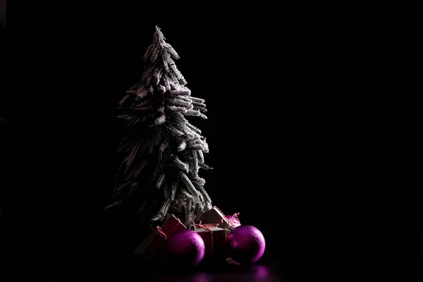 Albero Natale Festivo Altri Oggetti Della Tavola Natale Uno Sfondo — Foto Stock