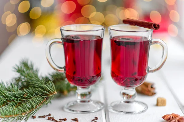 Vinho Quente Quente Para Inverno Natal Com Várias Especiarias Preparação — Fotografia de Stock