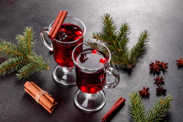 Vin Chaud Chaud Chaud Pour Hiver Noël Avec Diverses Épices — Photo