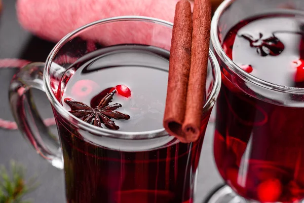 Vinho Quente Quente Para Inverno Natal Com Várias Especiarias Preparação — Fotografia de Stock