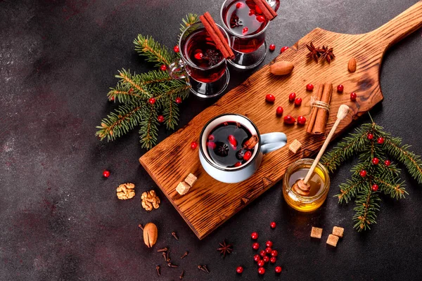 Vin Chaud Chaud Chaud Pour Hiver Noël Avec Diverses Épices — Photo