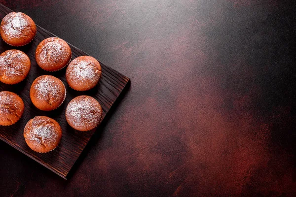 Beaux Muffins Cacao Frais Sur Table Noël Préparer Pour Les — Photo