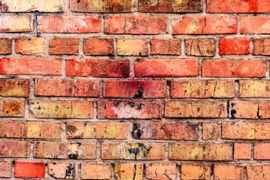 Doku, tuğla, duvar, arka plan olarak kullanılabilir. Çizik ve çatlaklarla tuğla dokusu