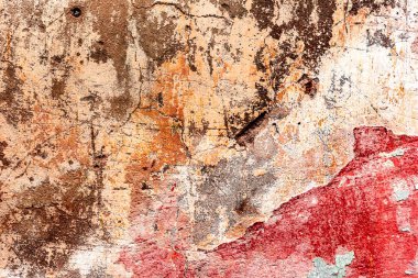 Doku, duvar, beton, arka plan olarak kullanılabilir. Çizik ve çatlaklarla dolu bir duvar parçası.