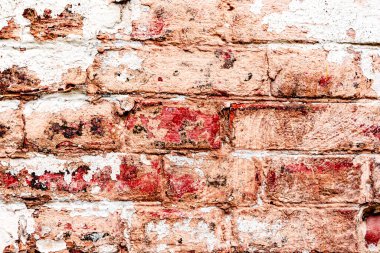 Doku, tuğla, duvar, arka plan olarak kullanılabilir. Çizik ve çatlaklarla tuğla dokusu