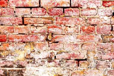 Doku, tuğla, duvar, arka plan olarak kullanılabilir. Çizik ve çatlaklarla tuğla dokusu