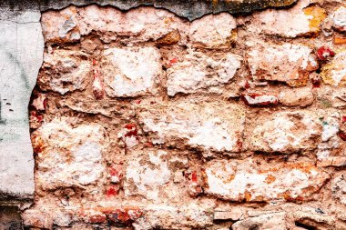 Doku, tuğla, duvar, arka plan olarak kullanılabilir. Çizik ve çatlaklarla tuğla dokusu