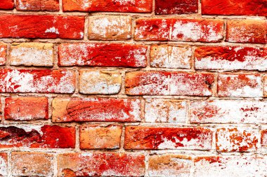 Doku, tuğla, duvar, arka plan olarak kullanılabilir. Çizik ve çatlaklarla tuğla dokusu
