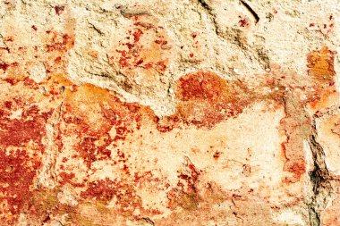 Doku, duvar, beton, arka plan olarak kullanılabilir. Çizik ve çatlaklarla dolu bir duvar parçası.