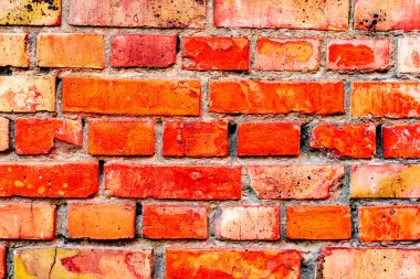 Doku, tuğla, duvar, arka plan olarak kullanılabilir. Çizik ve çatlaklarla tuğla dokusu
