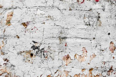 Doku, duvar, beton, arka plan olarak kullanılabilir. Çizik ve çatlaklarla dolu bir duvar parçası.