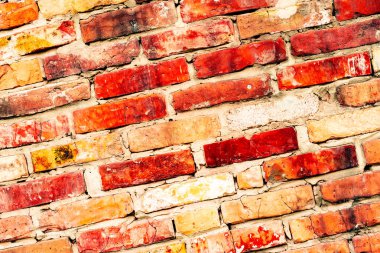 Doku, tuğla, duvar, arka plan olarak kullanılabilir. Çizik ve çatlaklarla tuğla dokusu