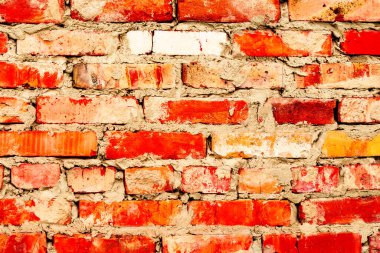 Doku, tuğla, duvar, arka plan olarak kullanılabilir. Çizik ve çatlaklarla tuğla dokusu