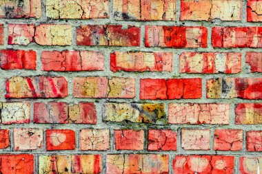 Doku, tuğla, duvar, arka plan olarak kullanılabilir. Çizik ve çatlaklarla tuğla dokusu