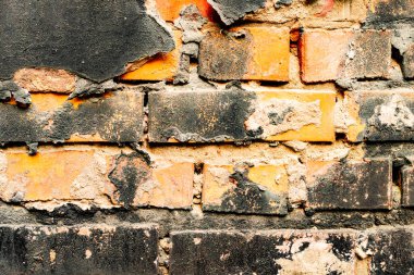 Doku, tuğla, duvar, arka plan olarak kullanılabilir. Çizik ve çatlaklarla tuğla dokusu