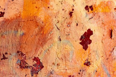 Doku, duvar, beton, arka plan olarak kullanılabilir. Çizik ve çatlaklarla dolu bir duvar parçası.