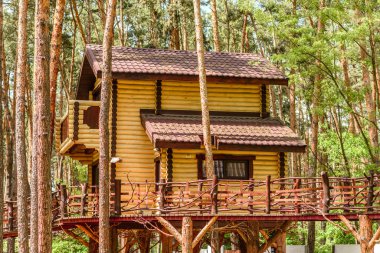 Tatil için kiralık orman kulübesi. Göl kenarındaki kır evinde. Tatil için.