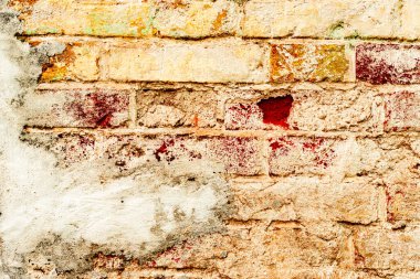 Doku, tuğla, duvar, arka plan olarak kullanılabilir. Çizik ve çatlaklarla tuğla dokusu