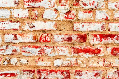 Doku, tuğla, duvar, arka plan olarak kullanılabilir. Çizik ve çatlaklarla tuğla dokusu