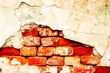 Doku, tuğla, duvar, arka plan olarak kullanılabilir. Çizik ve çatlaklarla tuğla dokusu
