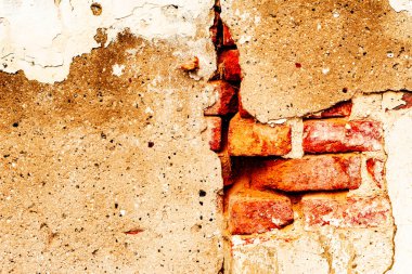 Doku, tuğla, duvar, arka plan olarak kullanılabilir. Çizik ve çatlaklarla tuğla dokusu