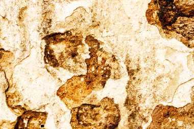 Doku, duvar, beton, arka plan olarak kullanılabilir. Çizik ve çatlaklarla dolu bir duvar parçası.