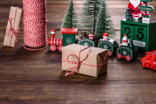 Elementi Natalizi Decorazioni Decorare Albero Capodanno Prepararsi Vacanza Giocattoli Anno — Foto Stock