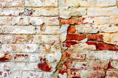 Doku, tuğla, duvar, arka plan olarak kullanılabilir. Çizik ve çatlaklarla tuğla dokusu