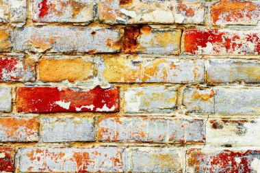 Doku, tuğla, duvar, arka plan olarak kullanılabilir. Çizik ve çatlaklarla tuğla dokusu