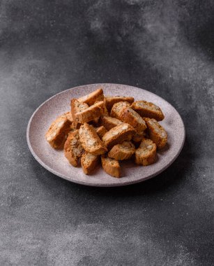 Italian cantuccini cookies with almonds, a sweet biscuit dessert. Cantuccini cookies as a food backdrop for your design