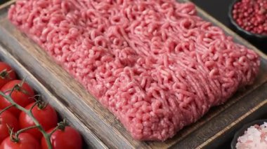 Raw ground beef for a burger or as an ingredient in a meat dish. Raw ground beef