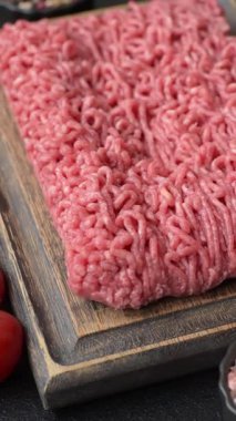Raw ground beef for a burger or as an ingredient in a meat dish. Raw ground beef