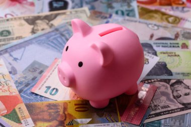 Paper money, banknotes of different countries in several denominations as a business background. Paper money and cash as a financial background for your design.