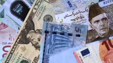 Kağıt para, iş geçmişi olarak farklı ülkelerin banknotları. Kağıt para ve nakit.