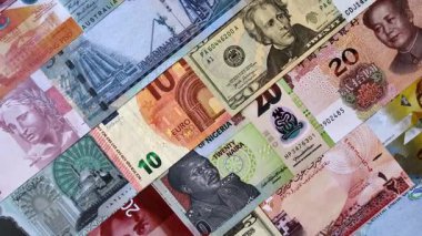 Kağıt para, iş geçmişi olarak farklı ülkelerin banknotları. Kağıt para ve nakit.