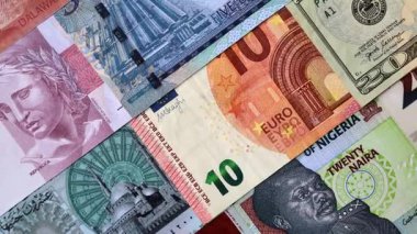 Kağıt para, iş geçmişi olarak farklı ülkelerin banknotları. Kağıt para ve nakit.