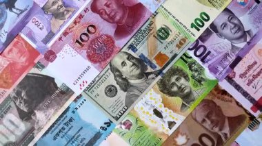 Kağıt para, iş geçmişi olarak farklı ülkelerin banknotları. Kağıt para ve nakit.