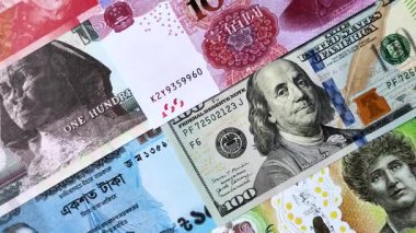 Kağıt para, iş geçmişi olarak farklı ülkelerin banknotları. Kağıt para ve nakit.