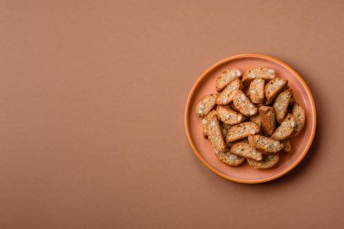 Italian cantuccini cookies with almonds, a sweet biscuit dessert. Cantuccini cookies as a food backdrop for your design