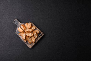 Italian cantuccini cookies with almonds, a sweet biscuit dessert. Cantuccini cookies as a food backdrop for your design
