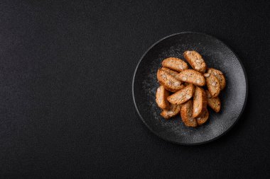 Italian cantuccini cookies with almonds, a sweet biscuit dessert. Cantuccini cookies as a food backdrop for your design