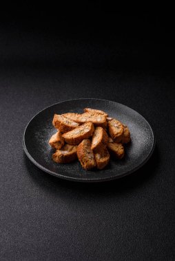 Italian cantuccini cookies with almonds, a sweet biscuit dessert. Cantuccini cookies as a food backdrop for your design